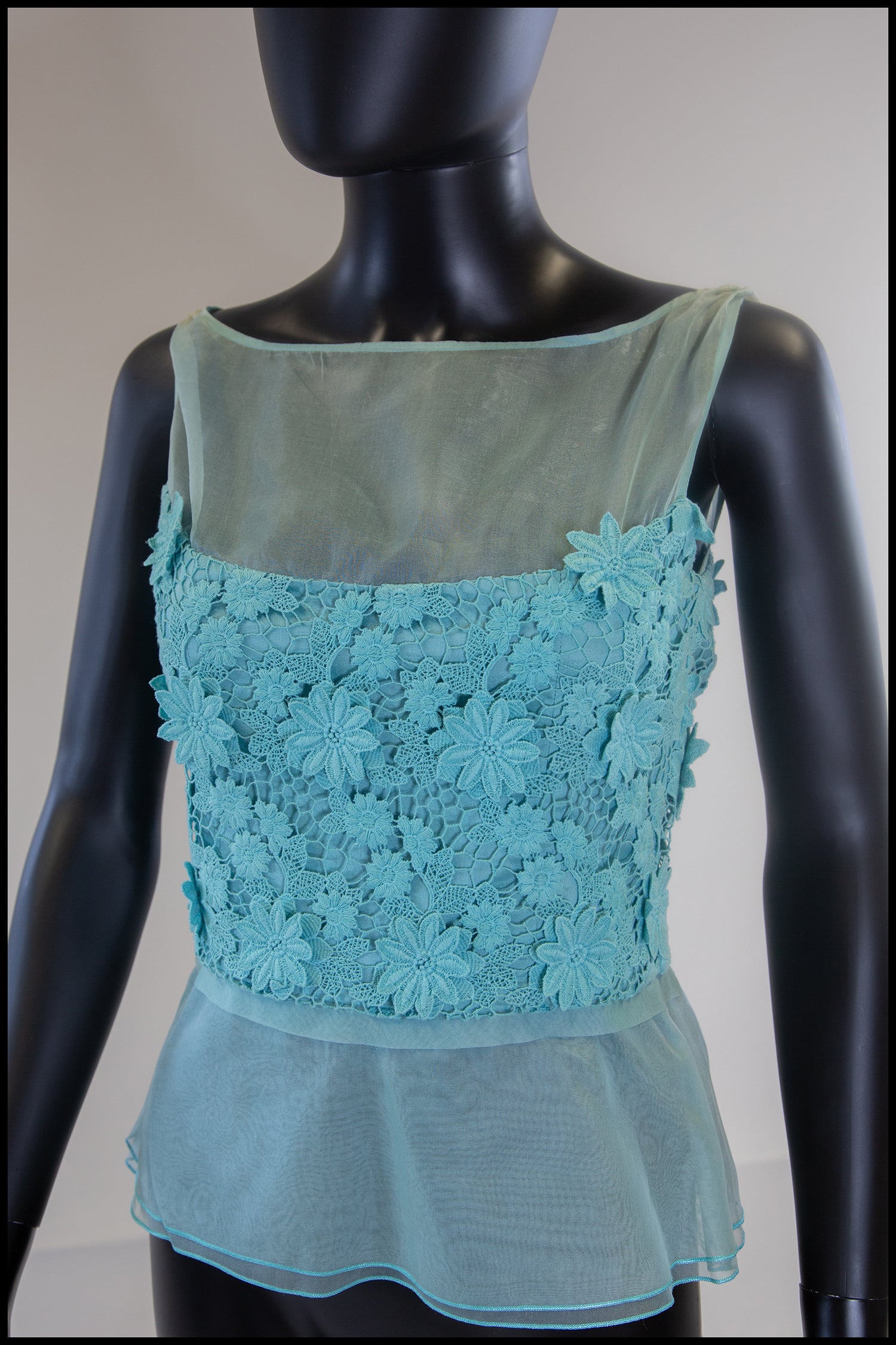Vintage 1950s Blue Lace Top