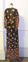 Vintage 1970s Black Floral Muslin Maxi Dress
