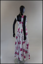 Vintage 1950s White Floral Rose Cotton Maxi Dress