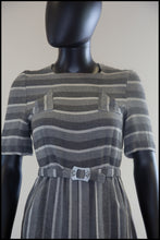 Vintage 1930s Grey Art Deco Wool Dress