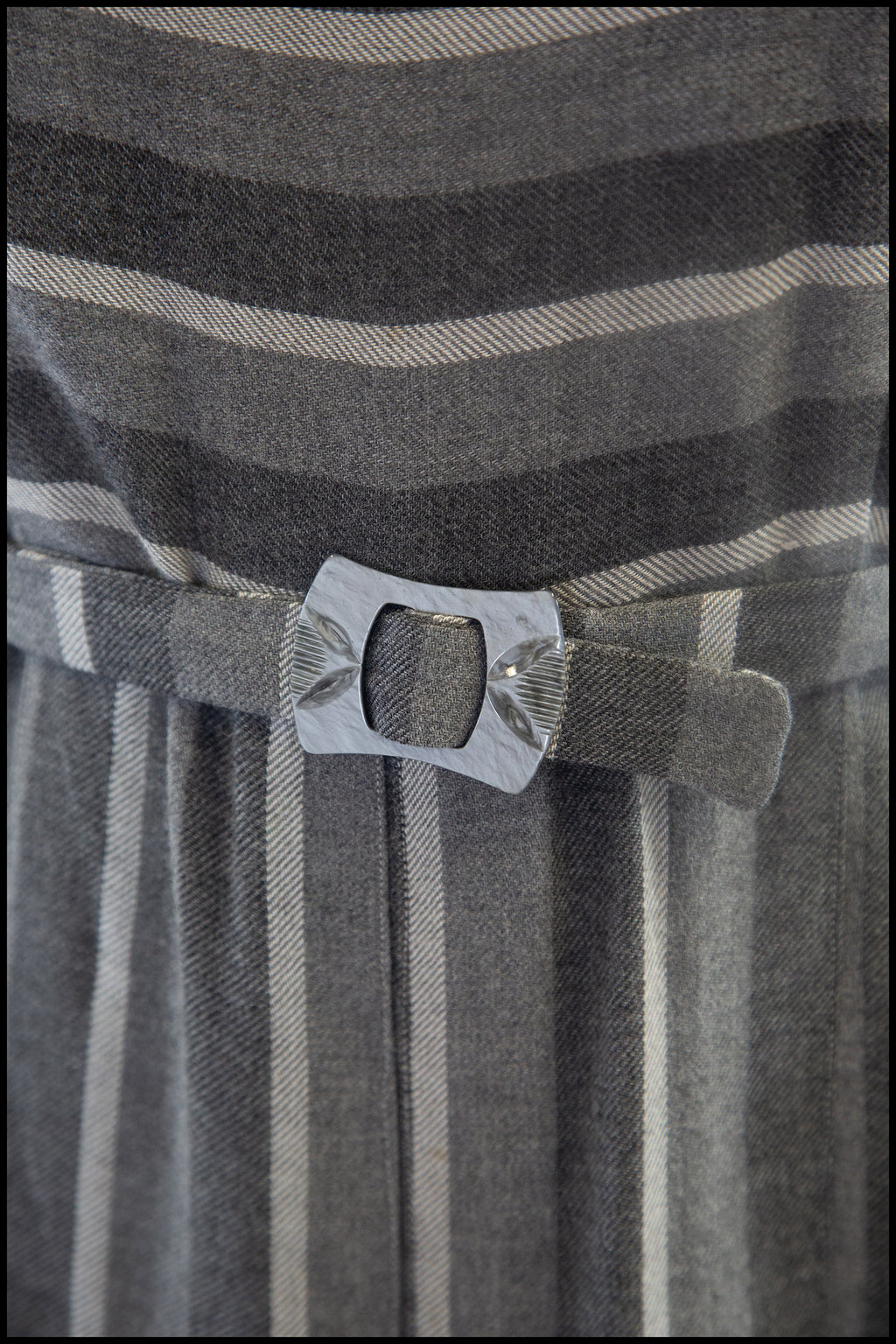 Vintage 1930s Grey Art Deco Wool Dress