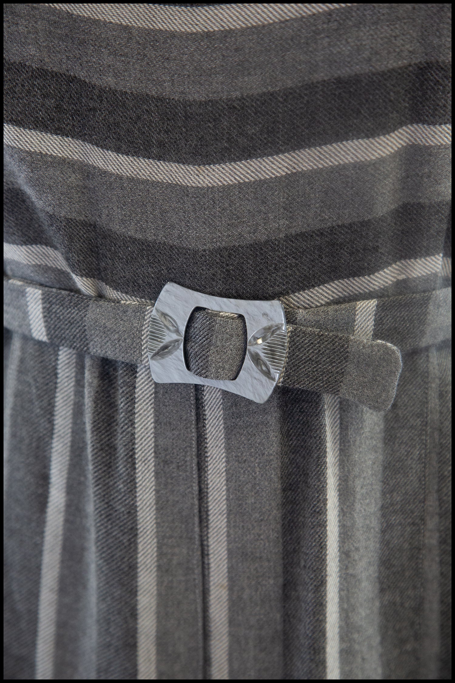 Vintage 1930s Grey Art Deco Wool Dress