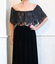 Vintage 1970s Black Ruffle Lace Dress