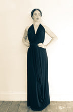 Navy Blue Draped Jersey Goddess Dress