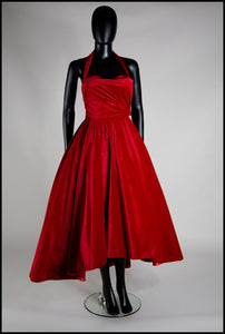 Crimson - Red Velvet Ballgown Dress