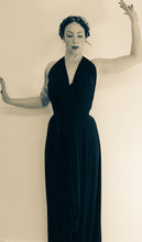 Navy Blue Draped Jersey Goddess Dress
