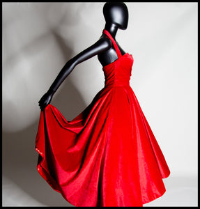 Crimson - Red Velvet Ballgown Dress