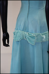 Reserved - Vintage 1940s Eau De NilTaffeta Gown and Bolero