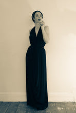 Navy Blue Draped Jersey Goddess Dress