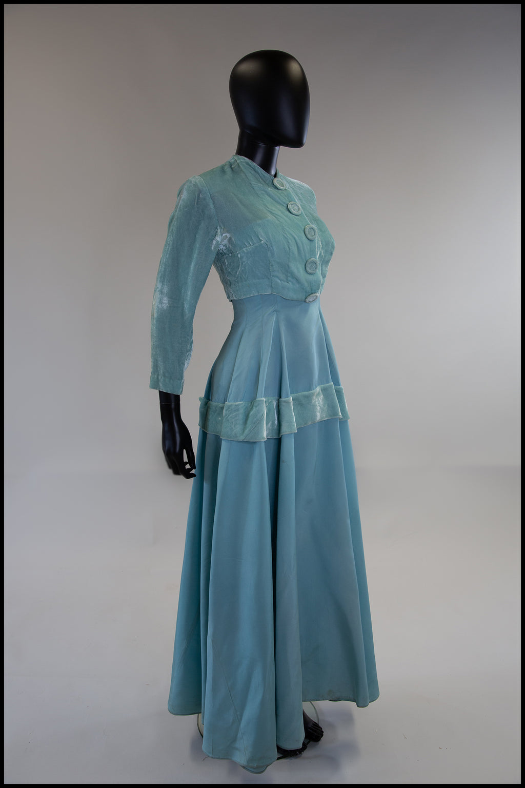 Reserved - Vintage 1940s Eau De NilTaffeta Gown and Bolero