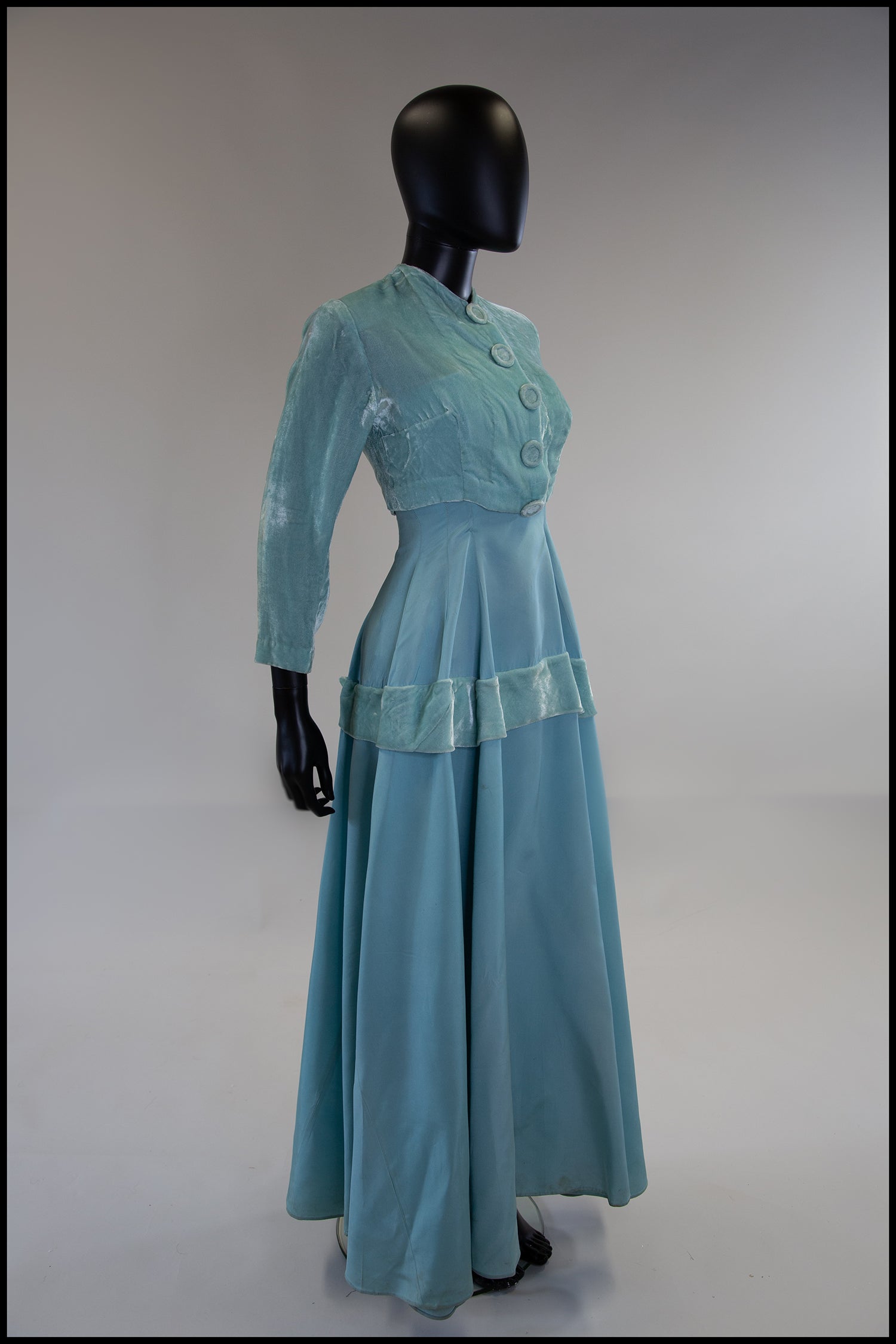 Reserved - Vintage 1940s Eau De NilTaffeta Gown and Bolero