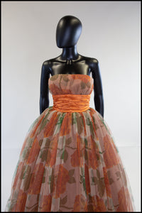 vintage 1950s autumn rose tulle gown dress alexandra king