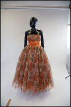 Vintage 1950s Autumn Rose Tulle Gown