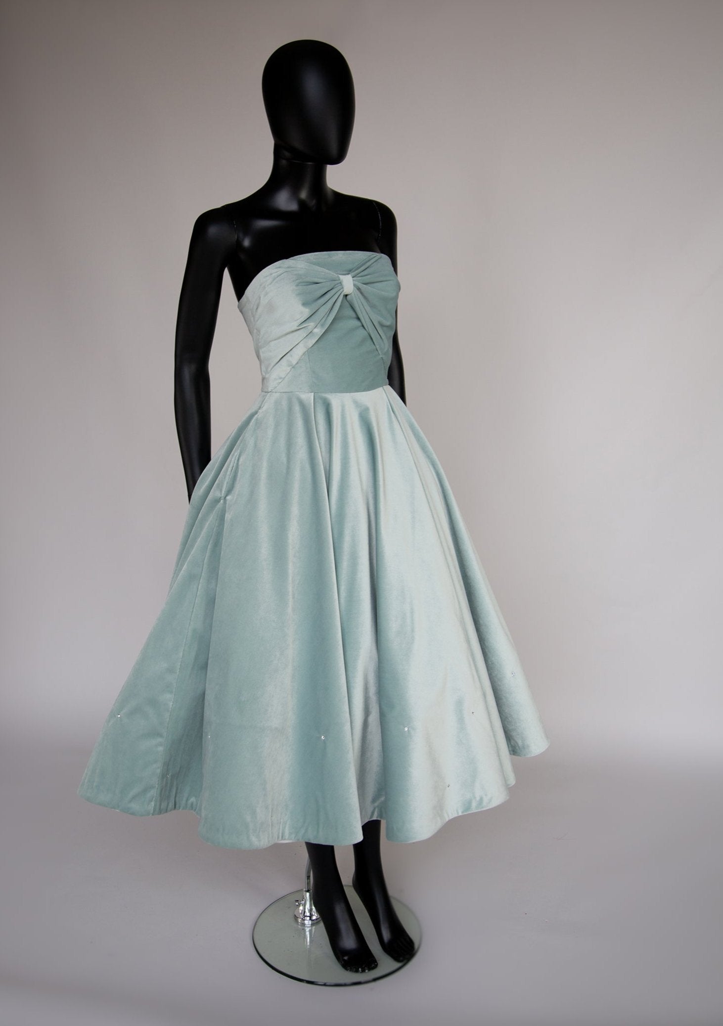 frost blue velvet full skirt ballerina dress by alexandra king