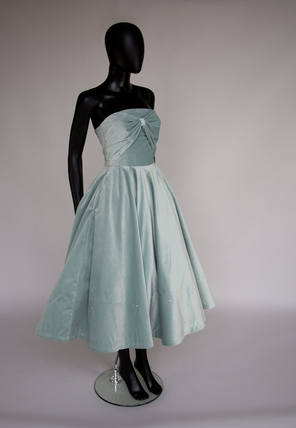 frost blue velvet full skirt ballerina dress by alexandra king