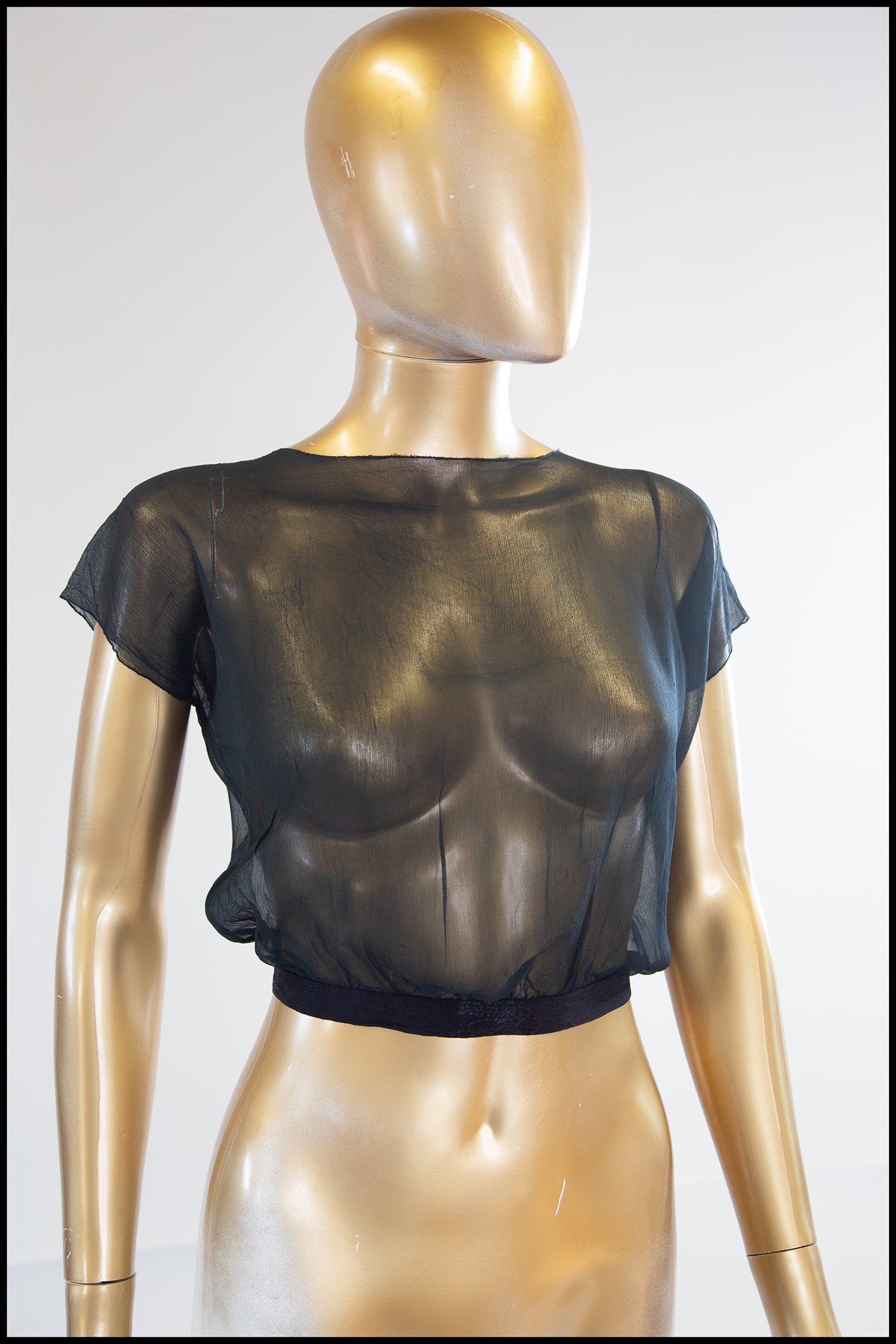 Vintage 1930s Black Silk Chiffon Ballet Top