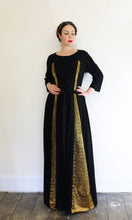 Vintage 1940s Black Gold Wool Dress