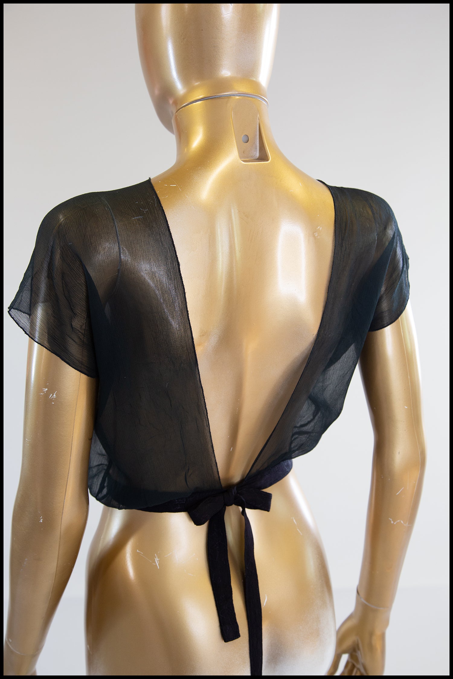 Vintage 1930s Black Silk Chiffon Ballet Top