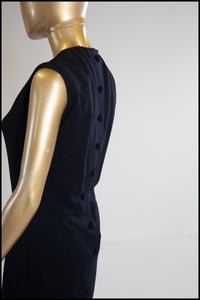 Vintage 1960s Black Wool Crepe Mod Dress