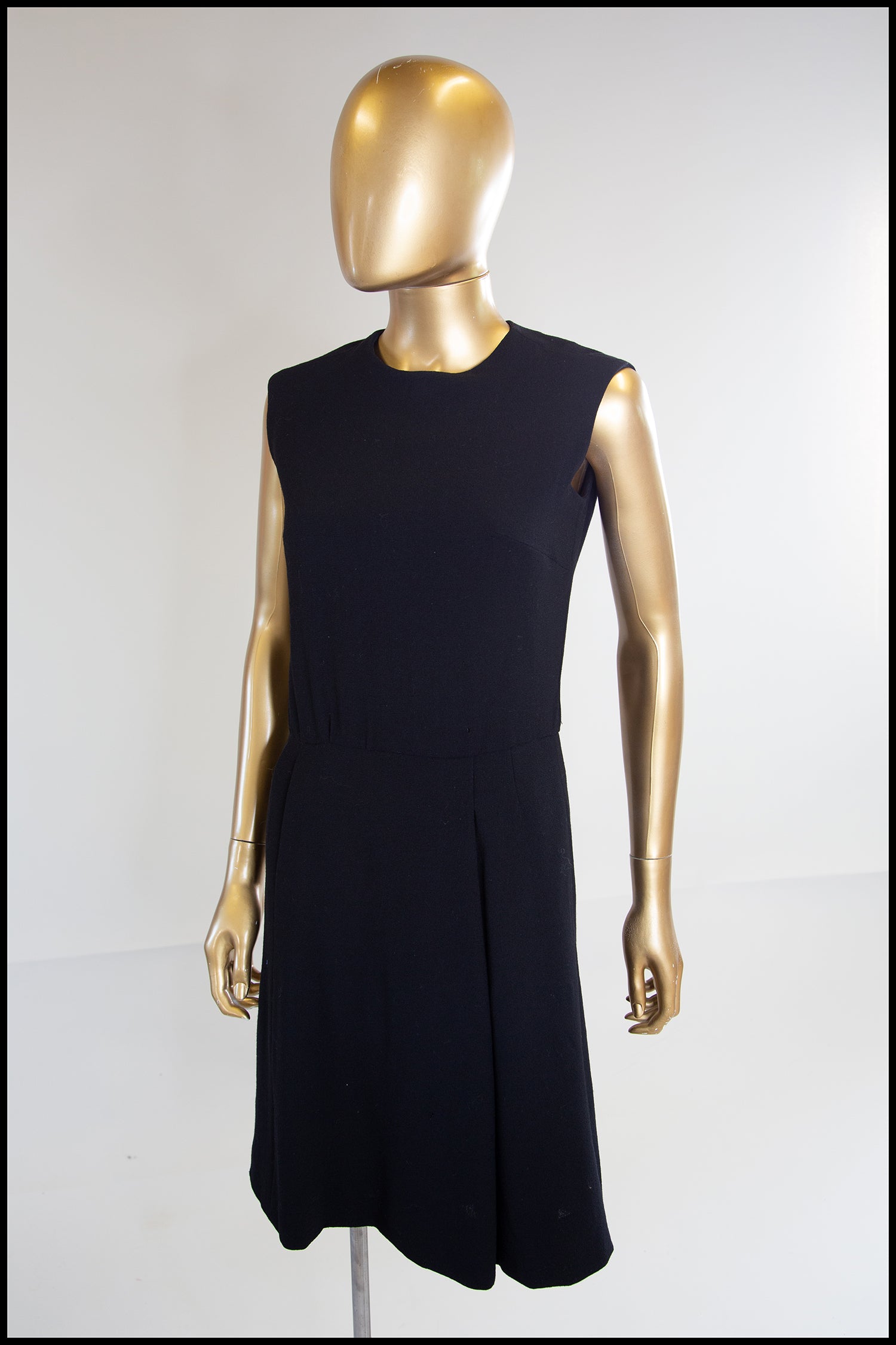 Vintage 1960s Black Wool Crepe Mod Dress