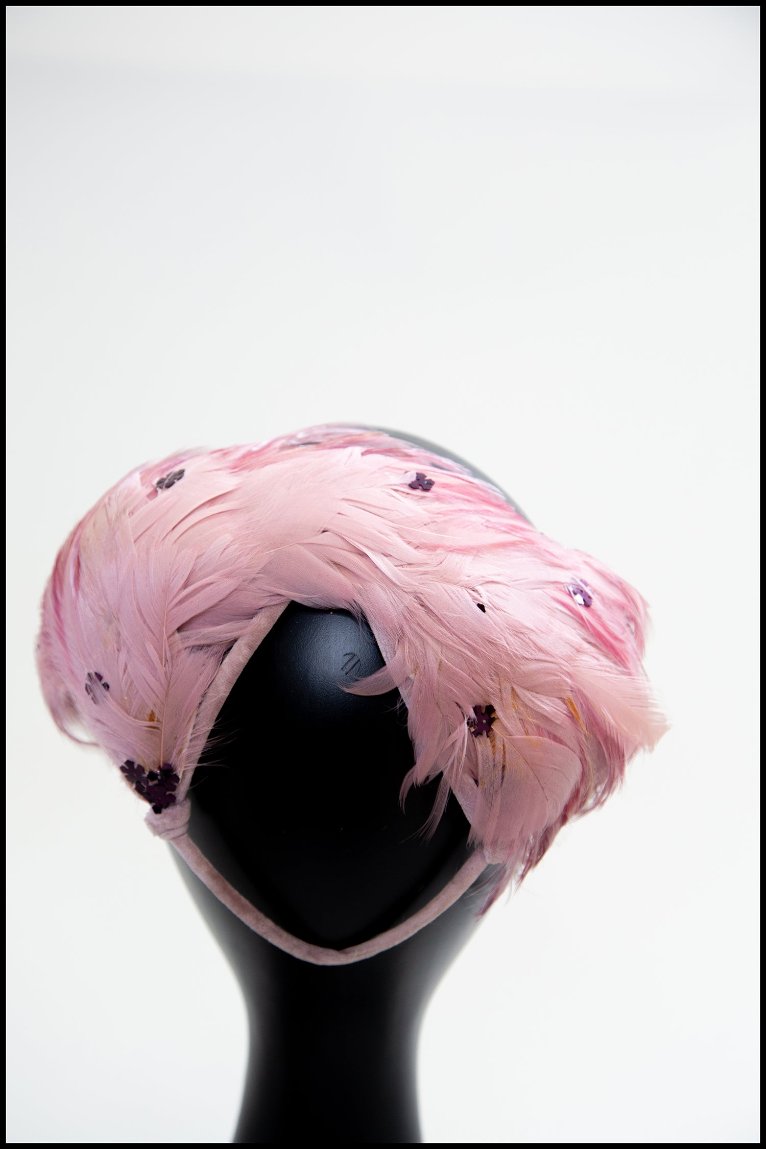 Vintage 1950s Pink Feather Hat