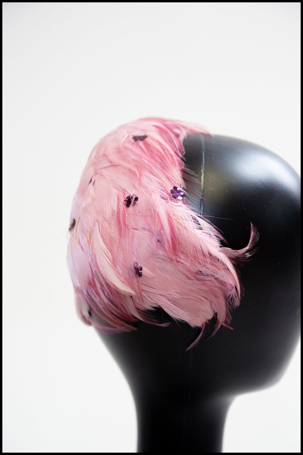 Vintage 1950s Pink Feather Hat