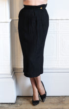 Vintage 1980s High Waisted Black Crepe Pencil Skirt