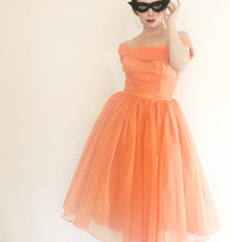 Vintage 1950s Orange Prom Dress