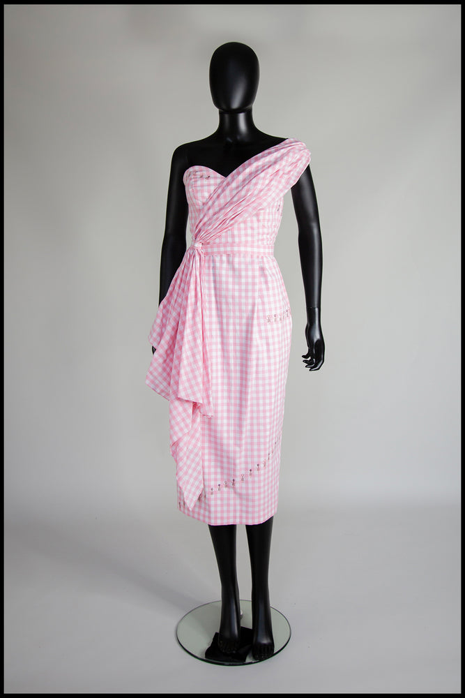 Gigi - Pink Gingham Cotton Midi Dress