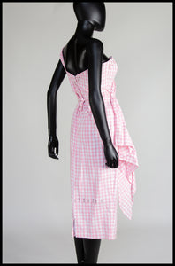 Gigi - Pink Gingham Cotton Midi Dress