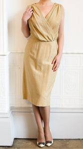 Vintage 1950s Gold Metallic Wiggle Dress