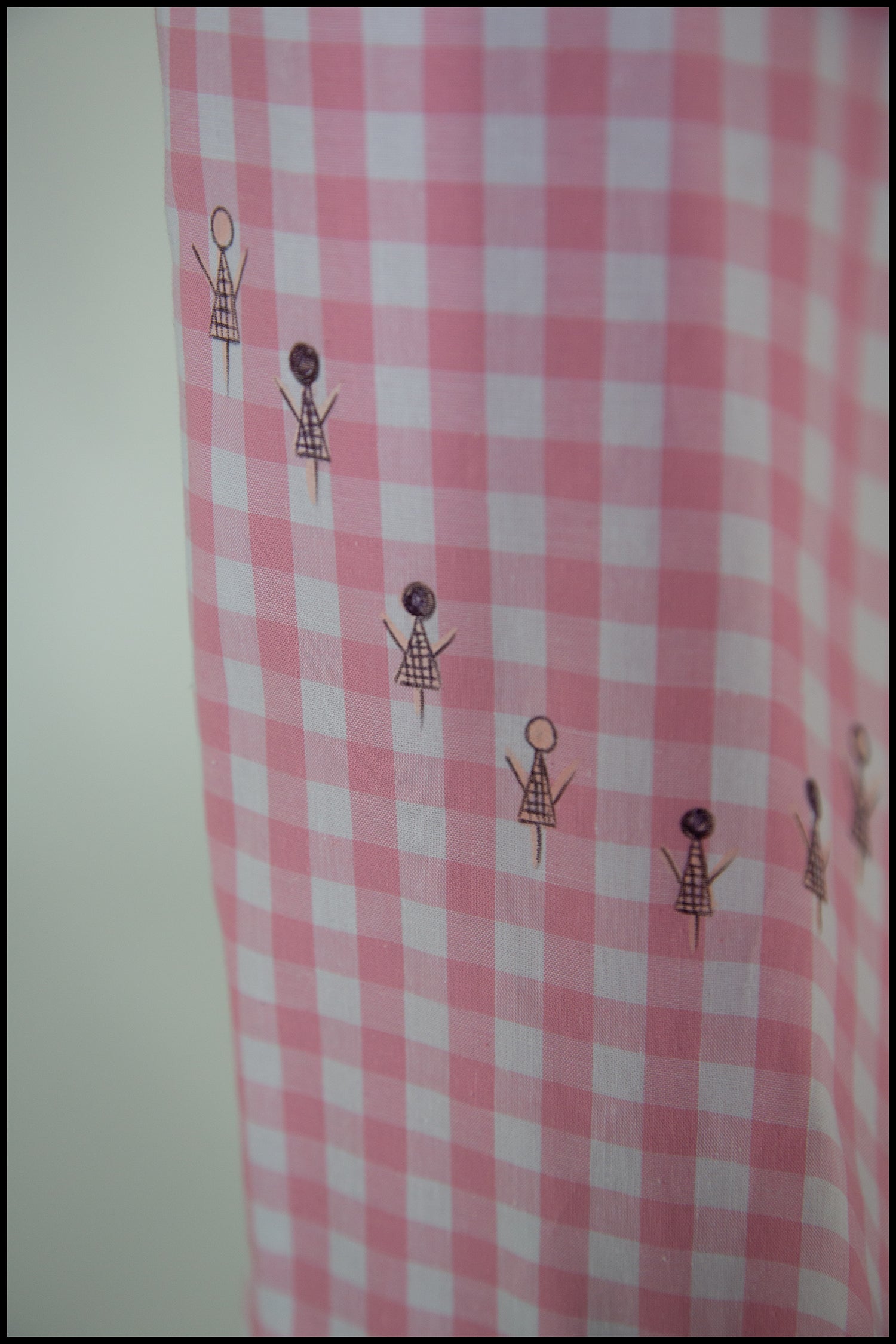 Pink Gingham Cotton Midi Dress