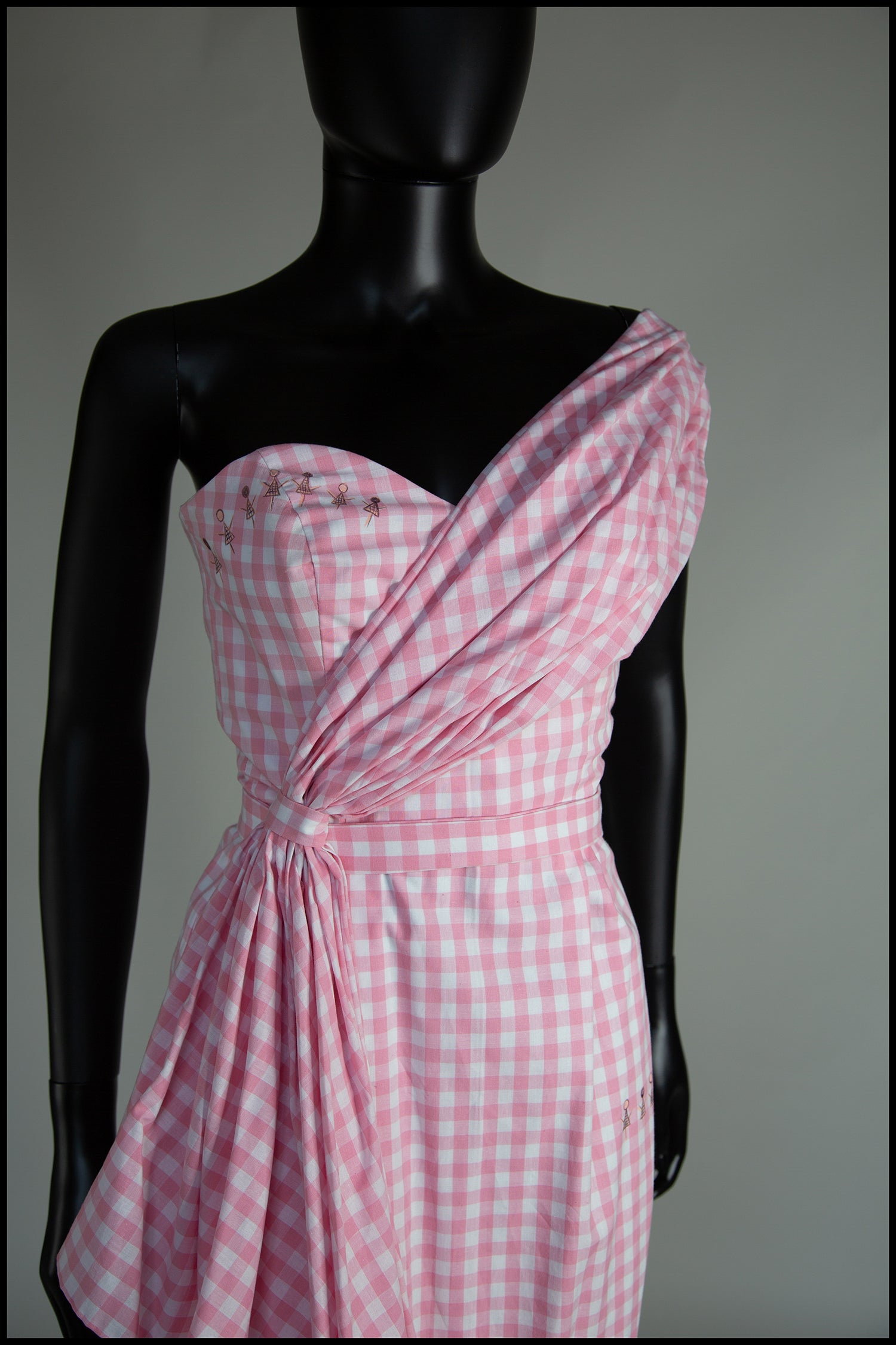 Genggang - Pink Gingham Cotton Midi Dress