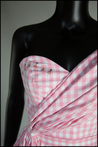 Gigi - Pink Gingham Cotton Midi Dress