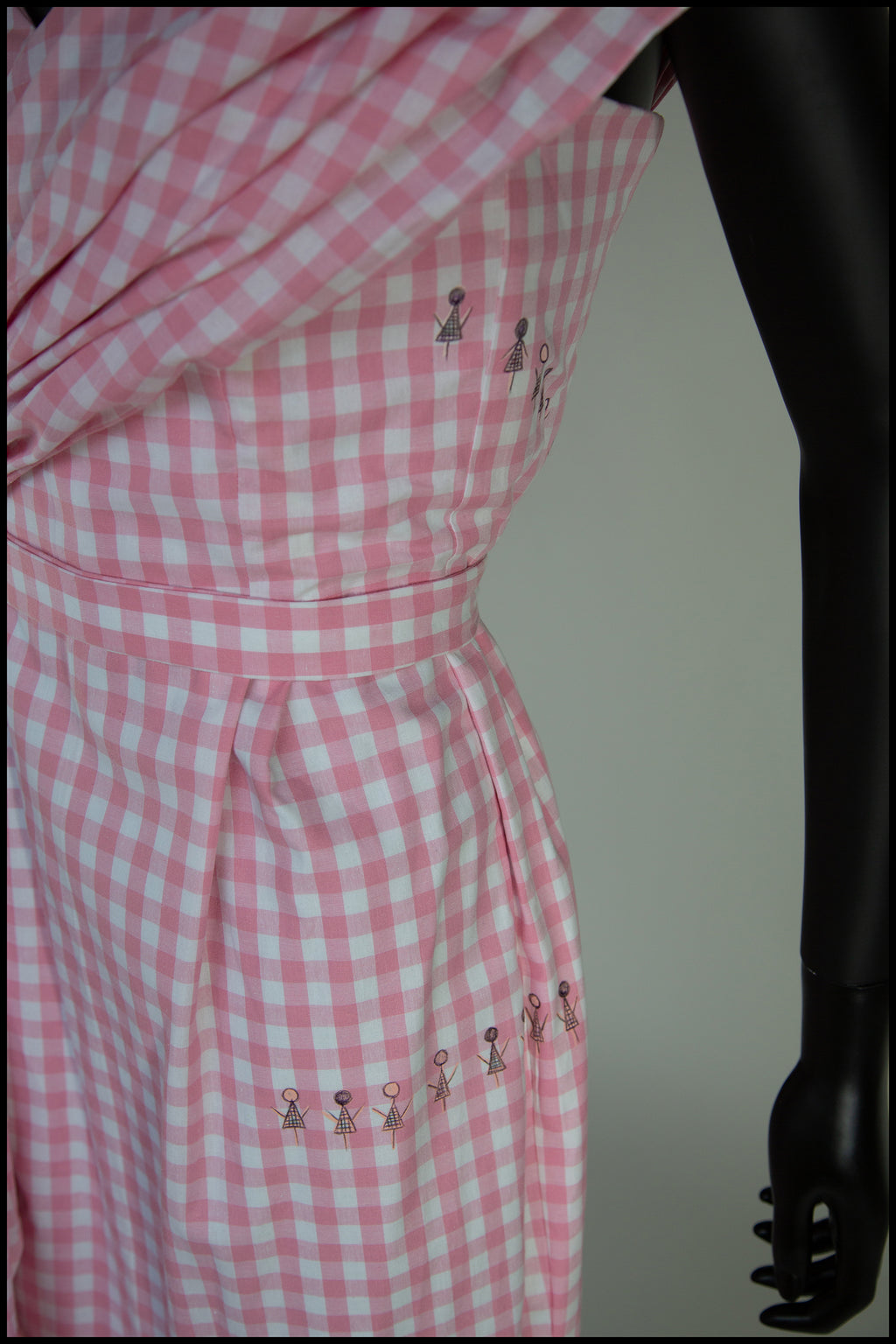 Pink Gingham Cotton Midi Dress