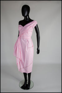 Gigi - Pink Gingham Cotton Midi Dress