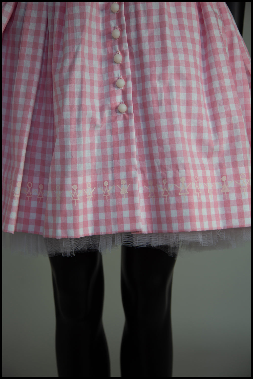 Pink Gingham Cotton Mini Shirt Dress
