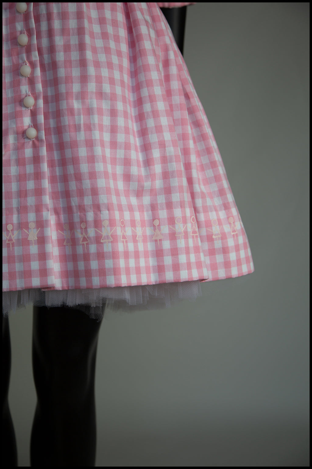 Pink Gingham Cotton Mini Shirt Dress