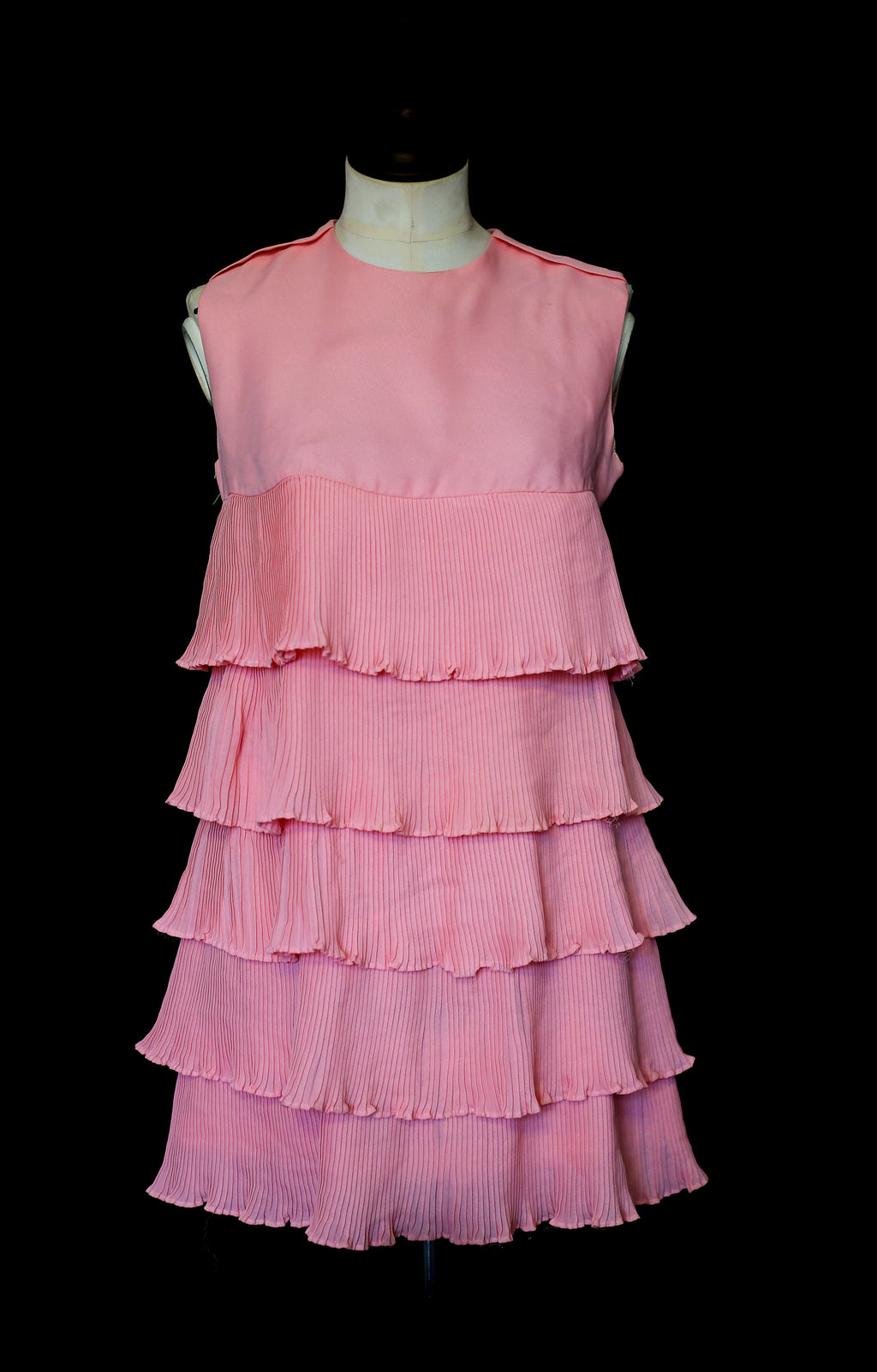 Vintage 1960s Pink Mini Ruffle Dress