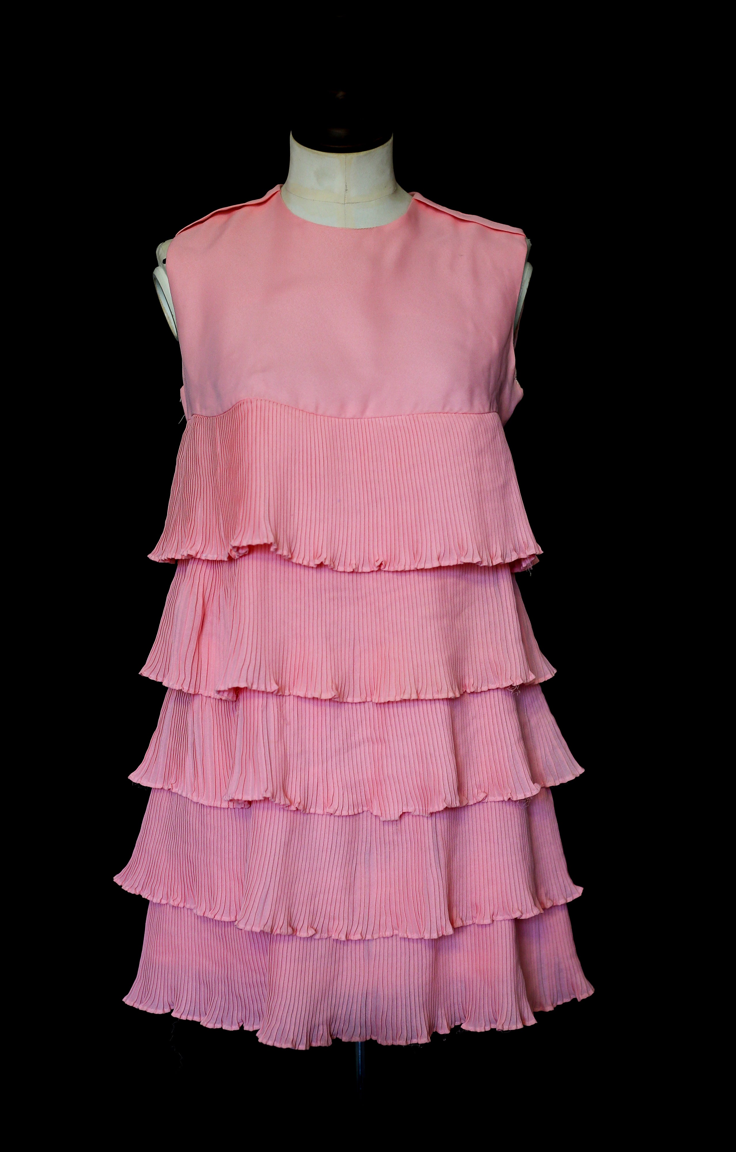 Vintage 1960s Pink Mini Ruffle Dress