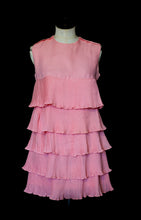 Vintage 1960s Pink Mini Ruffle Dress