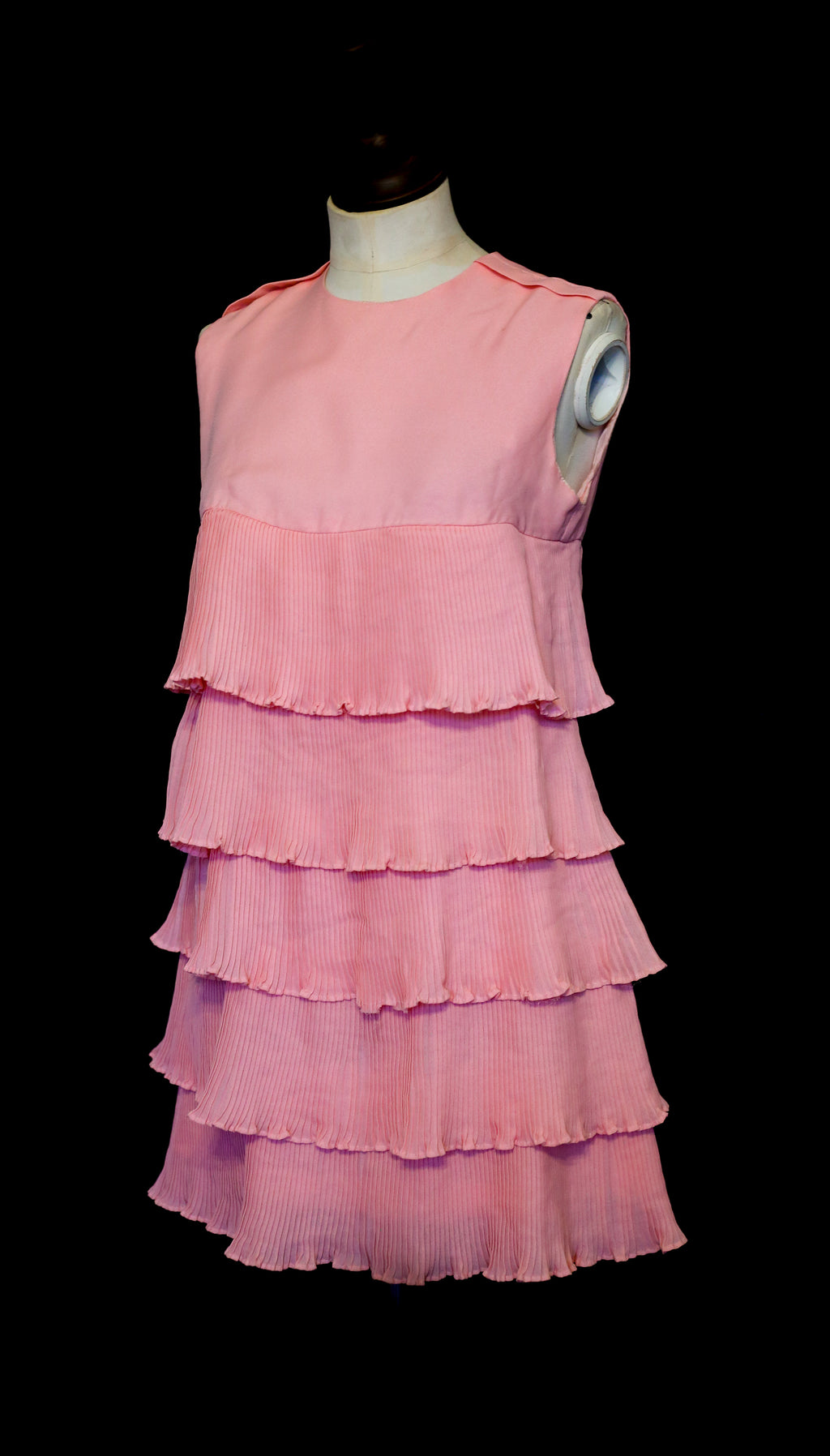 Vintage 1960s Pink Mini Ruffle Dress