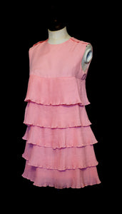 Vintage 1960s Pink Mini Ruffle Dress