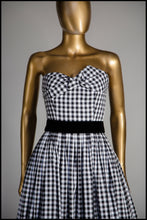 Gingham - Black and White Cotton Ballgown Dress - S