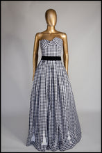 Gingham - Black and White Cotton Ballgown Dress - S