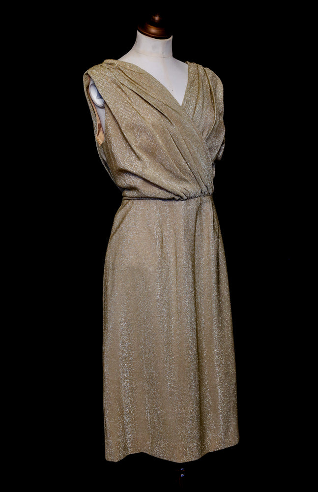 Vintage 1950s Gold Metallic Wiggle Dress