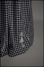 Gingham - Black and White Cotton Ballgown Dress - S