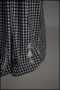 Gingham - Black and White Cotton Ballgown Dress - S