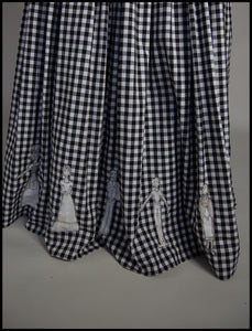 Gingham - Black and White Cotton Ballgown Dress - S