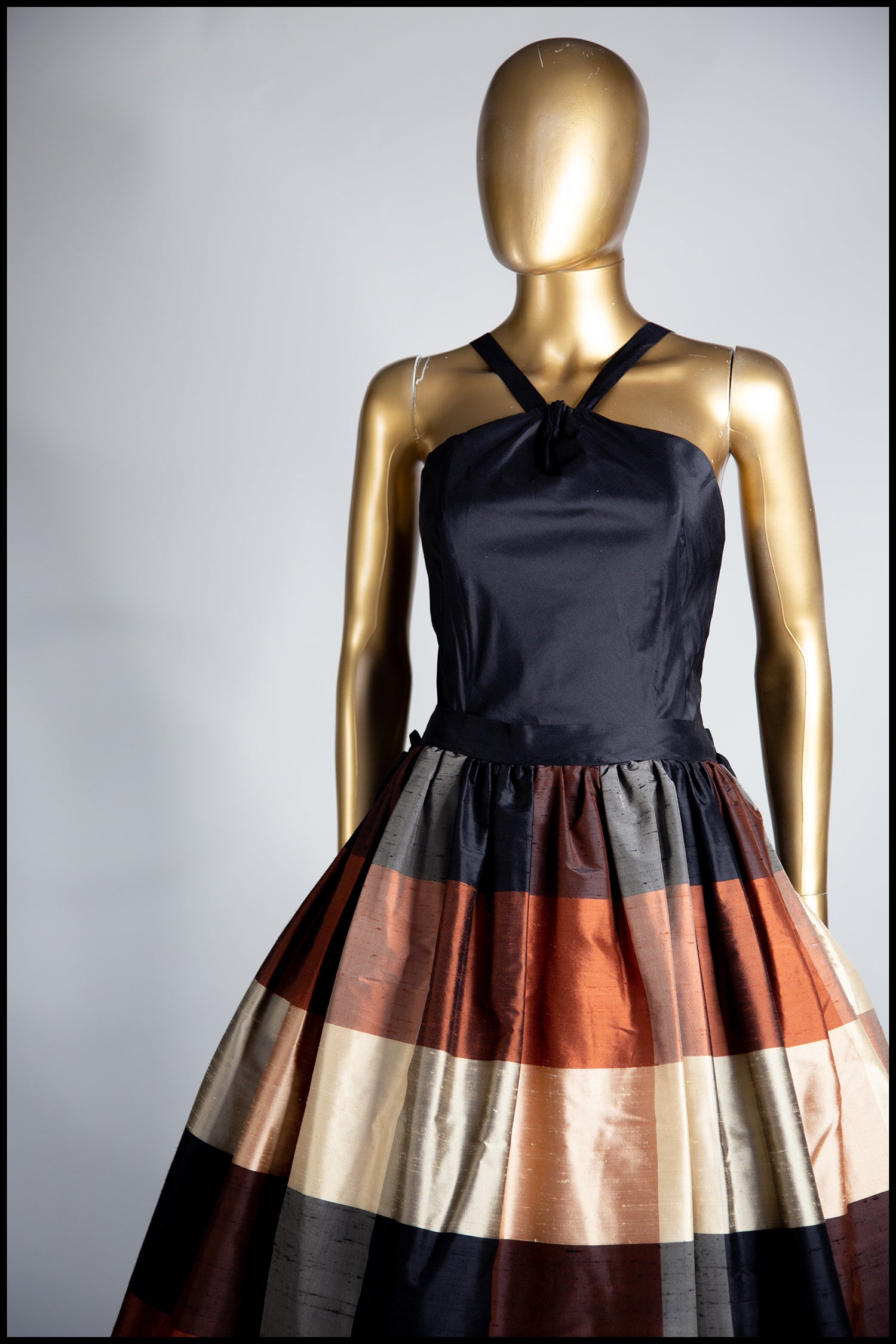 amber black silk taffeta ballgown dress Alexandra King couture designer vintage 